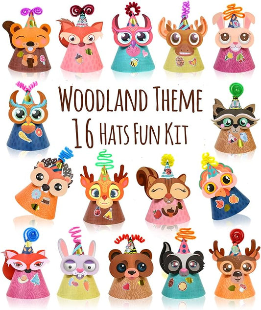 Glittery Garden Woodland Themed Christmas Party Hats Making Kit c/w