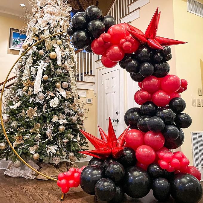 Red Black Balloons Garland Arch Kit, 134pcs Black and Red Party