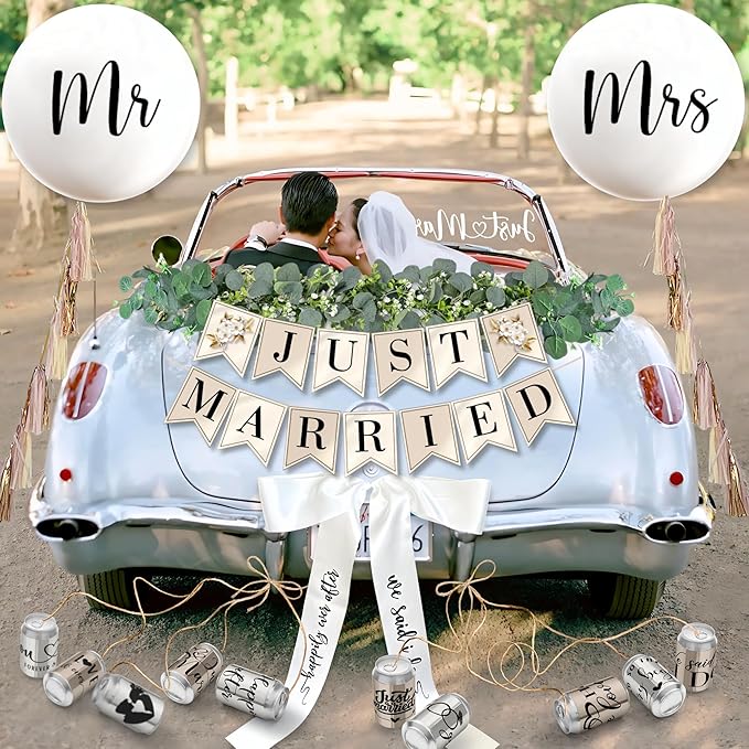 33 Pc Just Married Car Decorations Wedding Reception & Ceremony