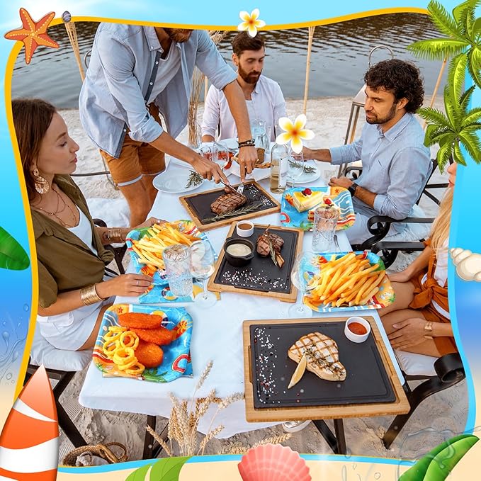 72 Pcs Pool Party Plates and Napkin Serve 36 7 Square Paper Dessert