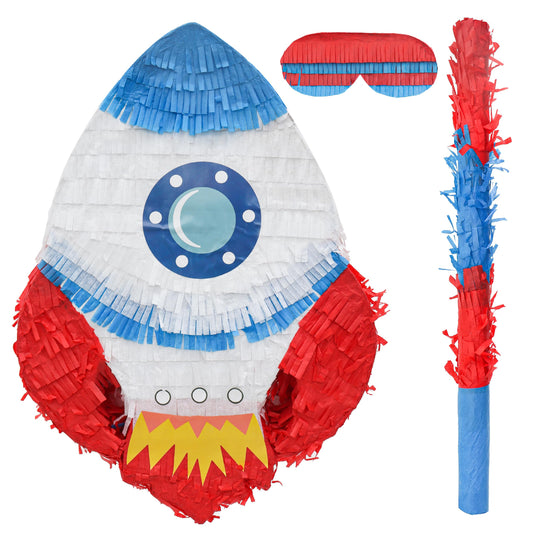 Birchio Rocket Pinatas Bundle with a Blindfold and Bat(16.5x11.4x4