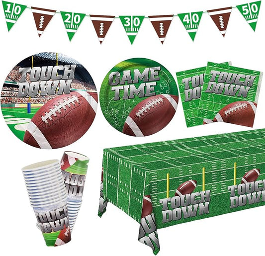 Football Party Supplies Kit Serve 25 Includes Disposable Dinner