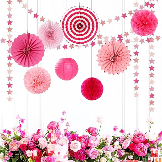 Hot Pink Rose Gold Party Decorations Garland 62ft Twinkle Little