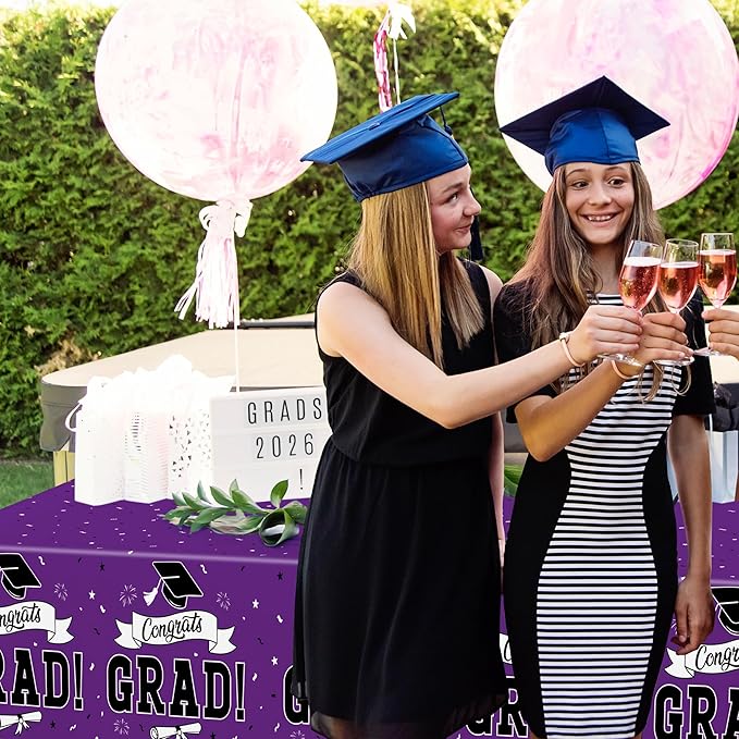 QZYL 2 Pcs Graduation Tablecloth, 108" X 54" Plastic Graduation