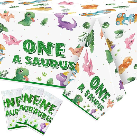Dinosaur 1st Birthday Party Tablecloths 3Pcs One A Saurus Party