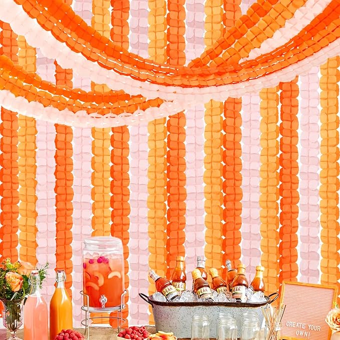 Fall-Boho Pink-Orange Groovy Thanksgiving Party-Decorations - 12pcs