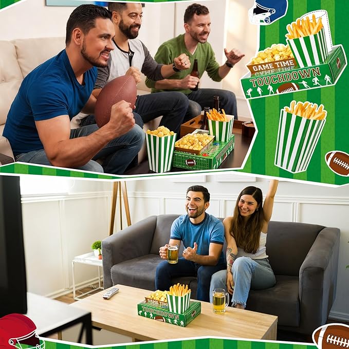 108 Pcs 36 Sets Football Movie Night Snack Trays Popcorn Boxes