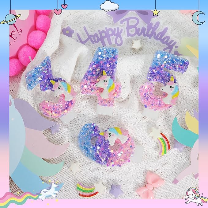Unicorn Candle Number 6 Candle 6th Birthday Decorations for Girls