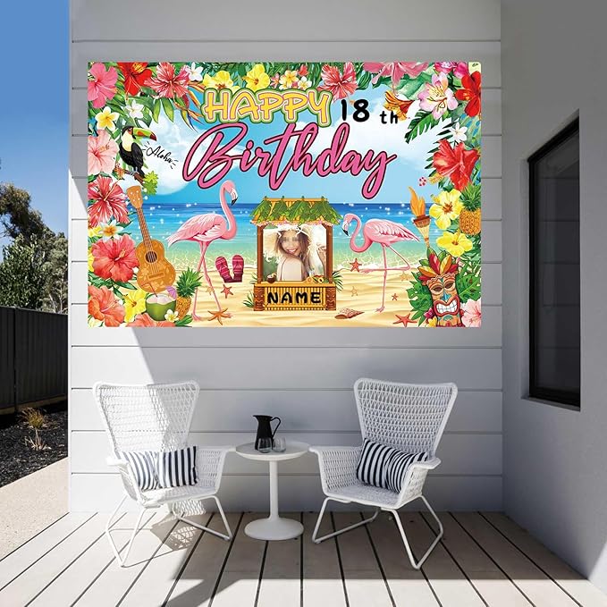 Custom Happy Birthday Banner Flamingo Themed Party Decoration
