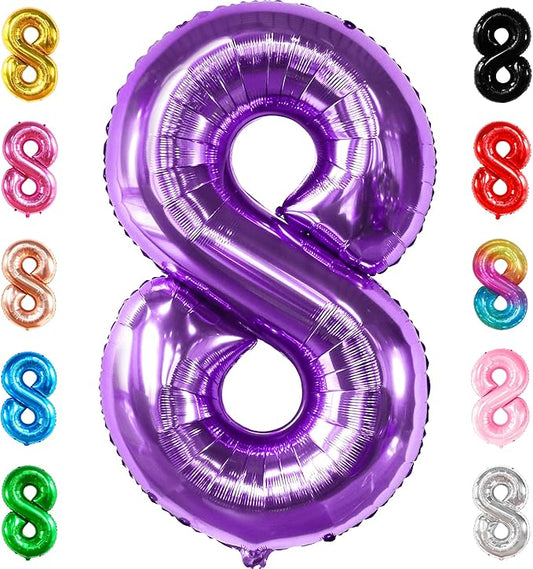 Giant Purple 8 Balloon Number - 40 Inch | Number 8 Balloon