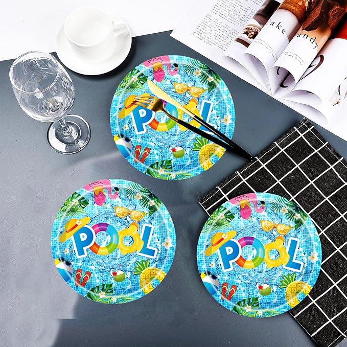 100Pcs Pool Party Supplies Summer Beach Party Set 7"Summer Pool