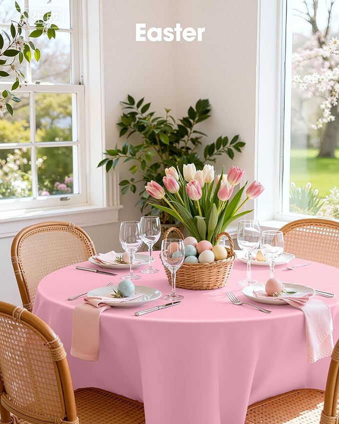 Pureegg Plastic Table Cloth Disposable 10 Pack, 84'' Round Table #3