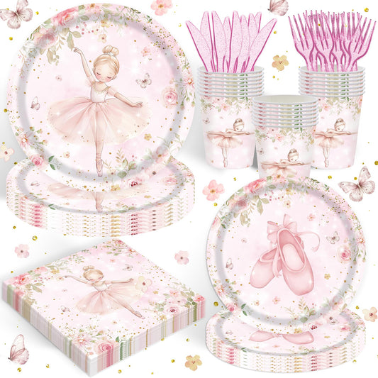 120PCS Ballerina Party Supplies for Girls Dancing Themed 1st 2nd
