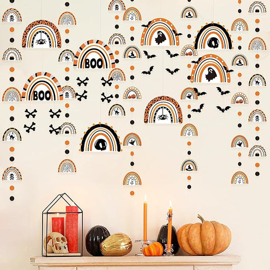 Halloween Party Decoration Black Orange Spooky Rainbow Hanging