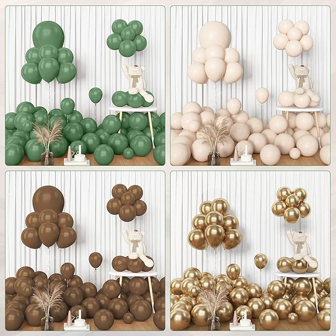 Amandir 153pcs Sage Green Brown Balloon Garland Arch Kit, Different