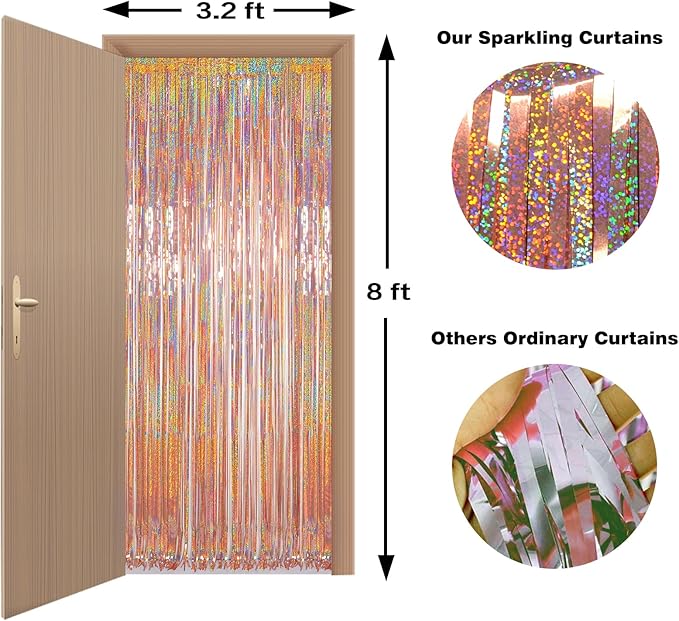 Photo Backdrop for Mothers Day Decorations, Melsan Rose Gold Tinsel
