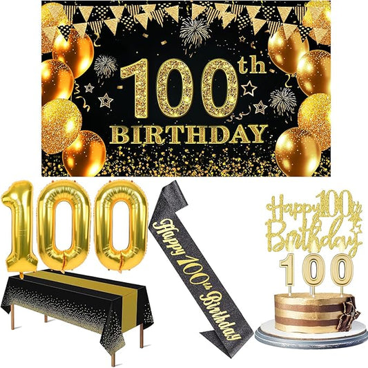100th Birthday Decorations Men Women with 100th Birthday Banner