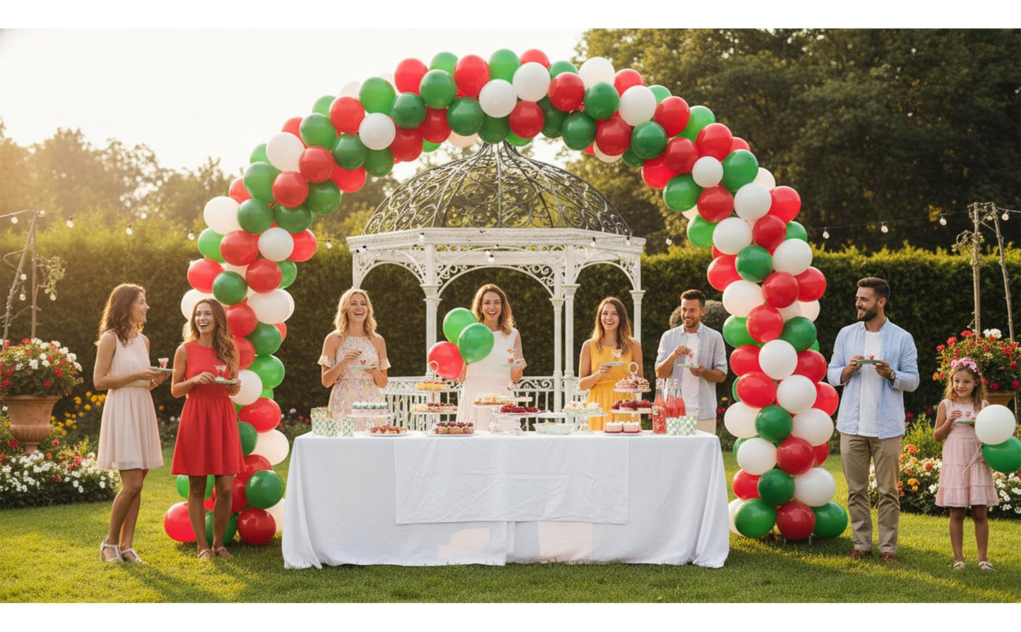 KADBANER White Red Green Balloons,100 Pack 12 Inch Latex Balloons,for