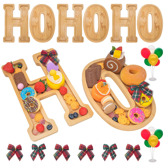 Nsoyos 6PCS Bamboo Christmas Decorations Letters Charcuterie Board