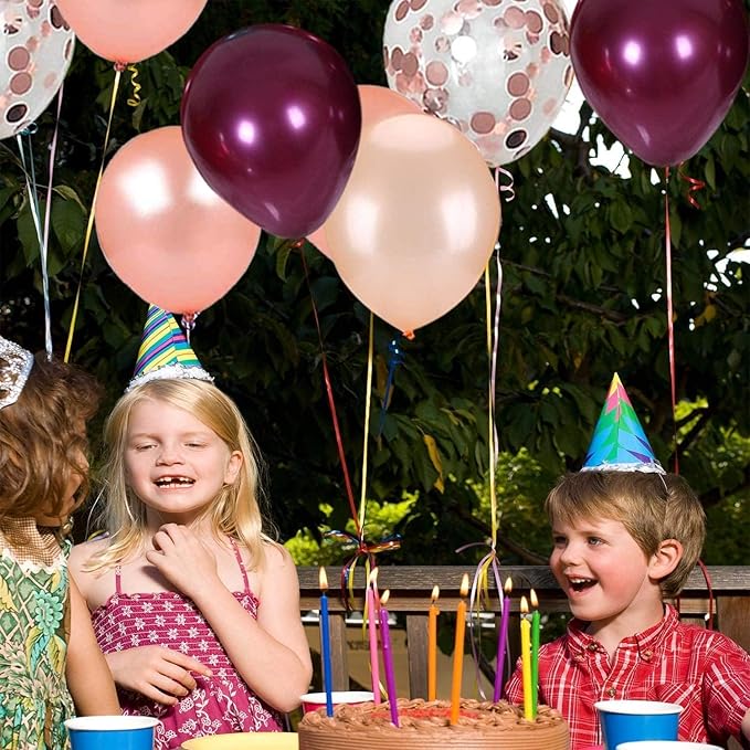 OuMuaMua Rose Gold Balloons Burgundy Balloons Kit, 62Pcs Burgundy