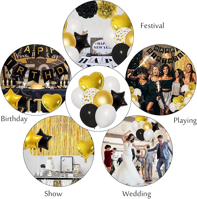 Amandir Black Gold Birthday Decorations for Men Women Black Gold