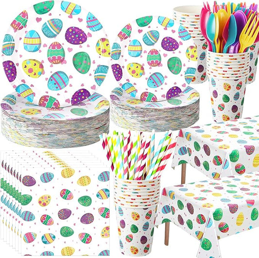 452 Pcs Easter Party Supplies for 50 Colorful Easter Egg Paper