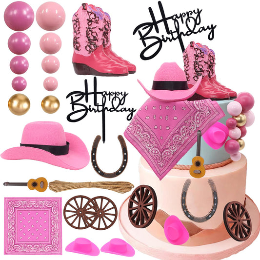 BiBo Cowgirl Cake Topper First Rodeo Birthday Cupcake Decorations Girl