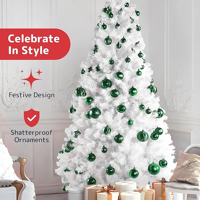 Prextex 36 Piece Christmas Ornaments Set - Emerald Green Christmas
