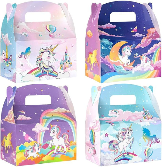 WERNNSAI Unicorn Party Favor Boxes - 12 Pcs Rainbow Unicorn Gift