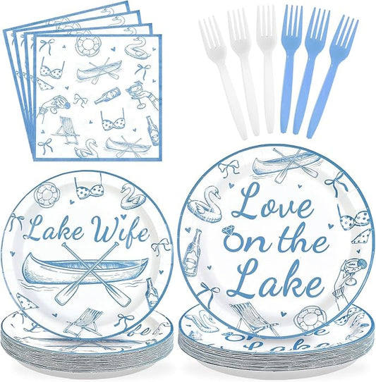 96Pcs Happy Engagement Party Decorations Dusty Blue Wedding Decor