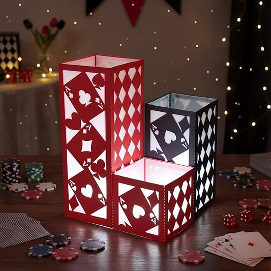 12 Pcs Casino Theme Party Centerpieces for Table 3 Size Poker Cards