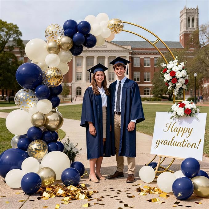 Blue and Gold Balloons Arch Kit, Navy Dark Blue Latex Balloon Arch