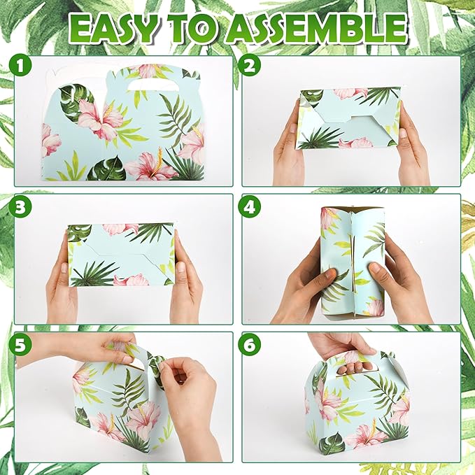 DjinnGlory 36 Pack Hawaiian Luau Party Favor Treat Boxes Gable Boxes