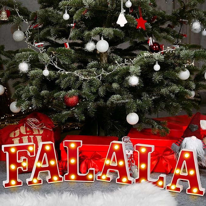 6 Pcs Falala Christmas Decorations Indoor Christmas Neon Lights up