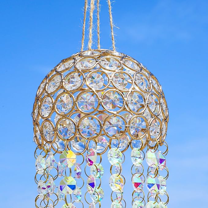 16.7" Chandelier Wind Chimes Crystal Suncatcher Window Hanging Sun