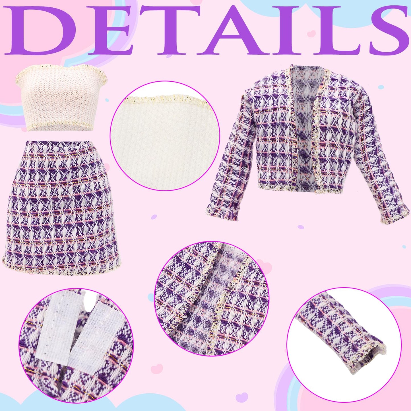 24 Pcs Doll Clothes & Accessories 8 Set Clothes Including Party Gown