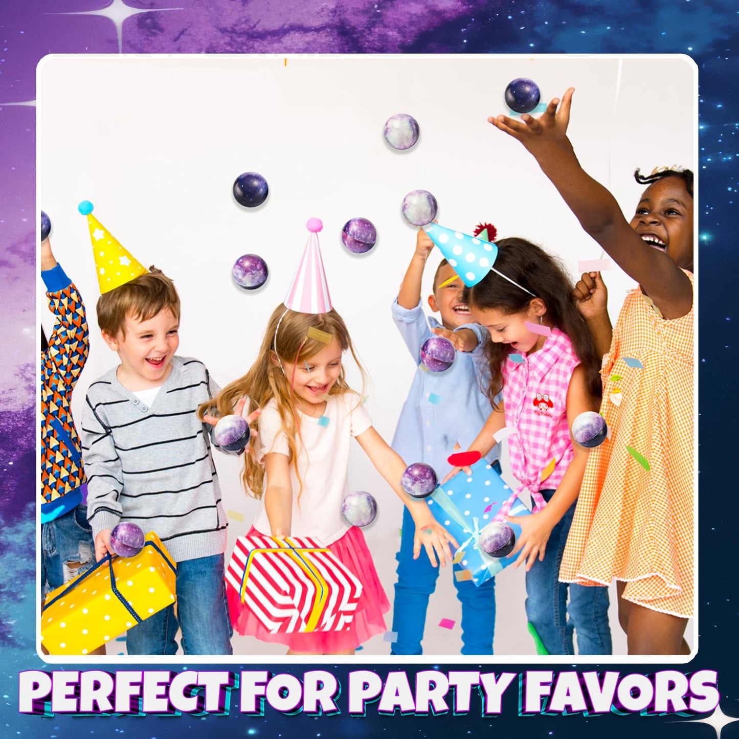 Galaxy Stress Balls for Kids - Pack of 24 Bulk - Squeeze Anxiety