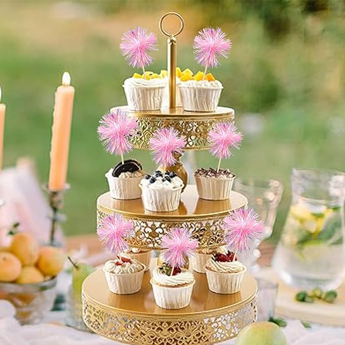 Gyufise 30Pcs Foil Firework Cupcake Toppers Sparkle Tinsel Cake #4