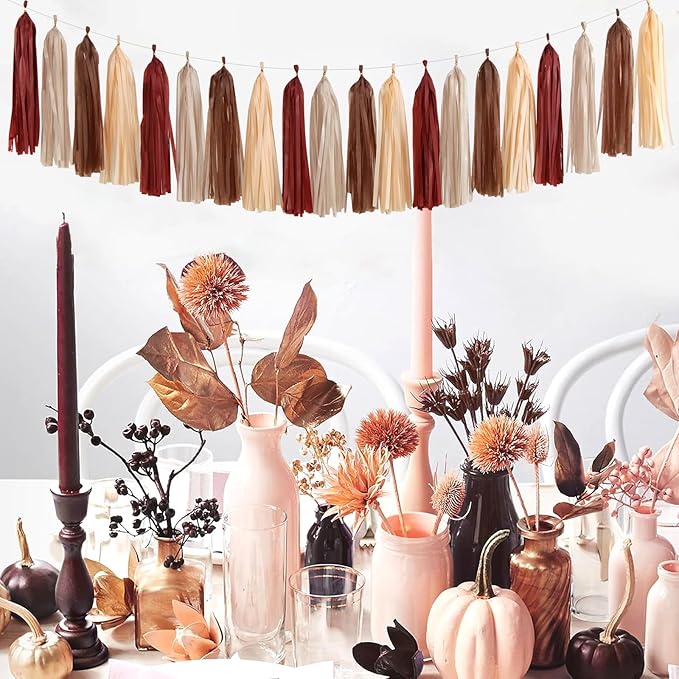 Boho Baby Shower Burgundy Brown Champagne Party Decorations 28pcs
