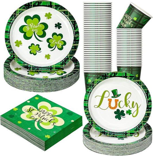 200 Pcs St Patrick's Day Party Decorations Serves 50 Irish Shamrock