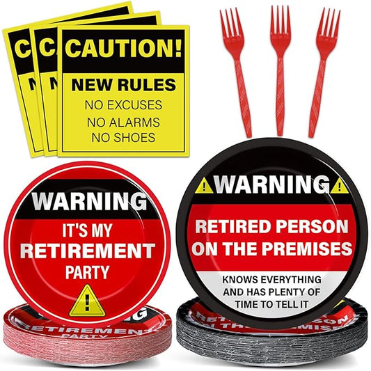 100 Pcs Funny Happy Retirement Party Supplies Caution Retirement