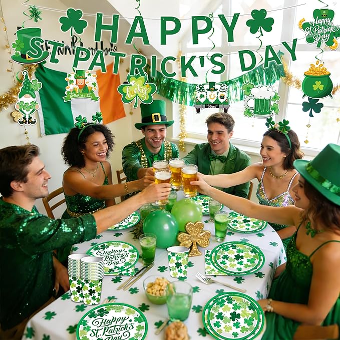106PCS St Patrick's Day Plates and Napkins Set St Patricks Day