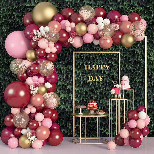 Amandir 162Pcs Burgundy Balloon Garland Arch Kit, Light Pink White