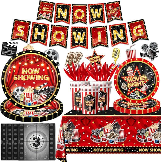 Movie Night Supplies Drive In Movie Party Tableware Set Include Now