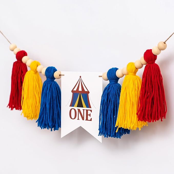 1st Birthday Highchair Banner Carnival Circus Party Sign Fiesta