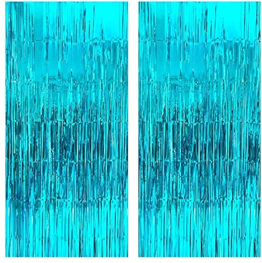 KatchOn XtraLarge Blue Foil Fringe Curtain - 3.2x8 ft, Pack of 2 |
