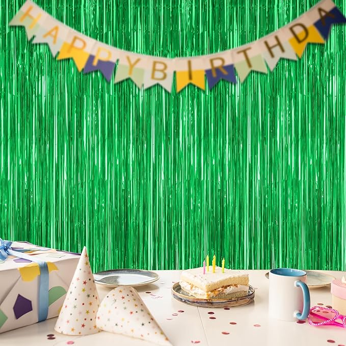 2 Pack Tinsel Backdrop, 3.28 FTx7.05 FT Green St Patricks Day Party