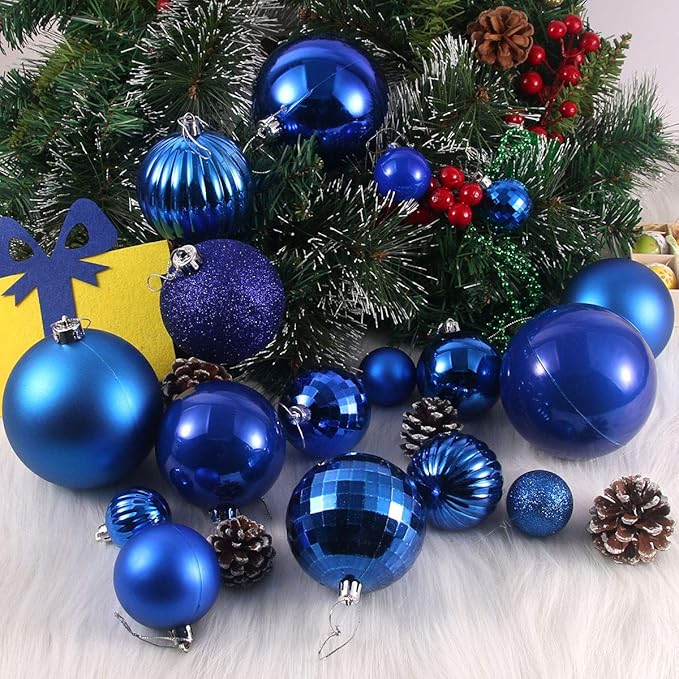 Royal Blue Set of XL (4.0") 4PCS Christmas Balls - Christmas Tree