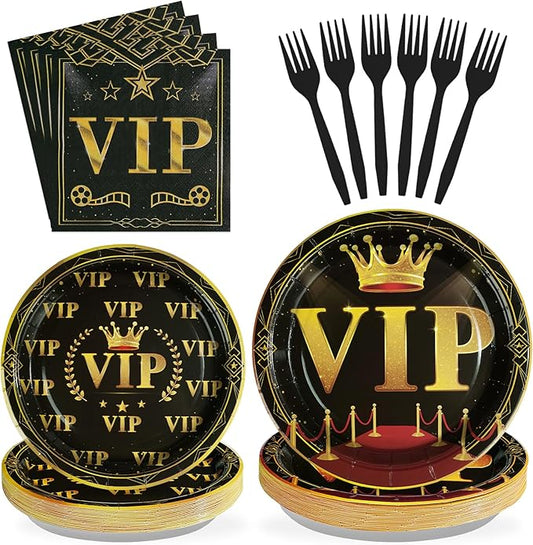 96 Pcs VIP Party Decoration Tableware 350 GSM Disposable Movie Night