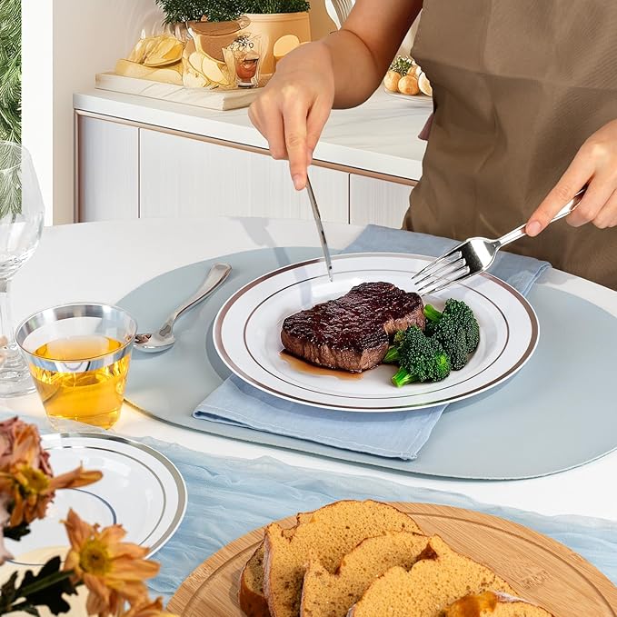 BESTVIP 700PCS Silver Plastic Dinnerware Set for 100 Guests,